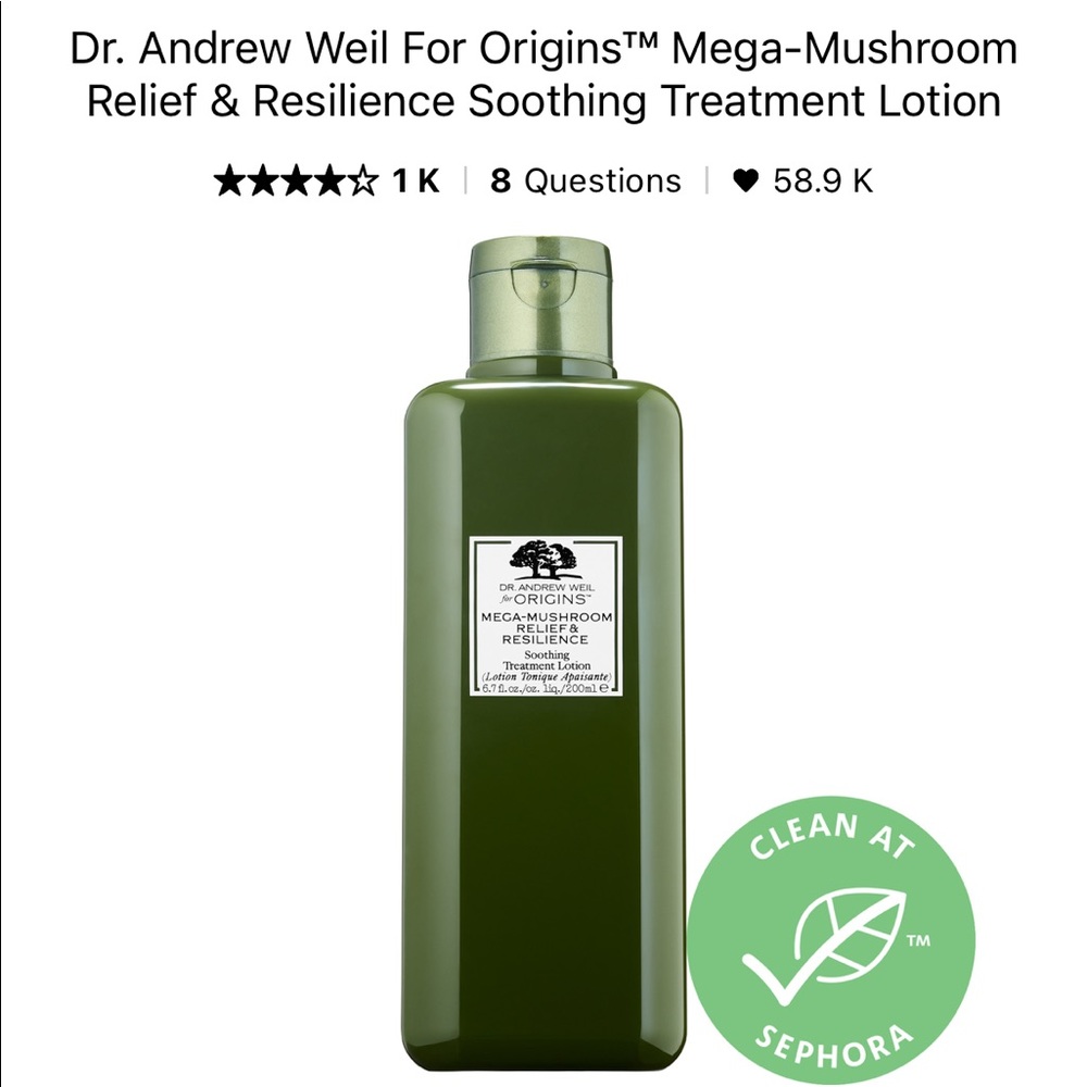 Dr. Weil for Origins Mega-Mushroom Relief & Resilience Soothing Treatment Lotion